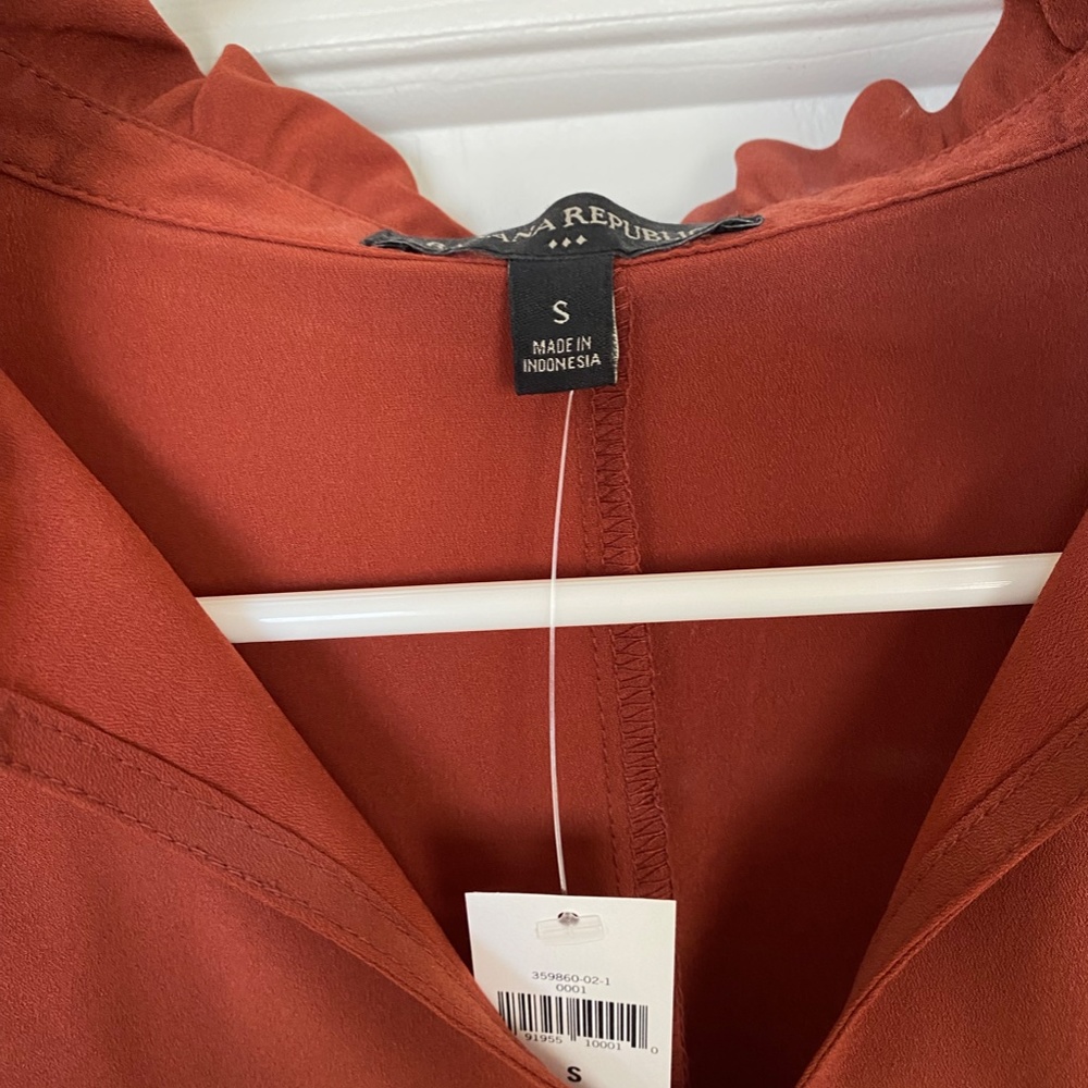 Ann Taylor Rust Ruffle Sleeve Blouse - Picture 4 of 4